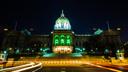The Pennsylvania Capitol in Harrisburg was lit green in 2016 to celebrate the passage of medical marijuana. The Pennsylvania Capitol in Harrisburg was lit green in 2016 to celebrate the passage of medical marijuana.