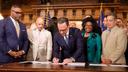 Gov. Josh Shapiro signs the 2026-2027 Pennsylvania state budget on July 12, 2026.