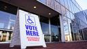 A voting sign sits outside the Allentown Public Library in Pennsylvania on Nov. 8, 2022. A voting sign sits outside the Allentown Public Library in Pennsylvania on Nov. 8, 2022.