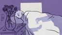 An illustration of an older woman sleeping in bed. An illustration of an older woman sleeping in bed.