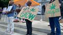 Supporters of legalizing cannabis for adult-use rally outside the state Capitol in Harrisburg on June 27, 2023