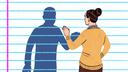 An illustration of two people, one a shadow, on opposite sides of lined paper. An illustration of two people, one a shadow, on opposite sides of lined paper.