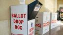 A mail ballot drop box is displayed Nov. 7, 2023, at Northampton County Courthouse in Easton, Pennsylvania. A mail ballot drop box is displayed Nov. 7, 2023, at Northampton County Courthouse in Easton, Pennsylvania.