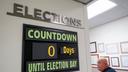 A sign displayed in the hallway at Northampton County Courthouse in Easton, Pennsylvania, on primary Election Day 2024. A sign displayed in the hallway at Northampton County Courthouse in Easton, Pennsylvania, on primary Election Day 2024.