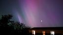 The northern lights and moon in Somerset County. The northern lights and moon in Somerset County.