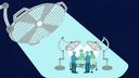 An illustration of a transplant operation under a surgical light. An illustration of a transplant operation under a surgical light.