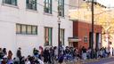 People wait in line to vote Nov. 5, 2024, at the Banana Factory in Bethlehem, Northampton County, Pennsylvania.