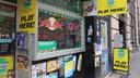 A convenience store in Downtown Pittsburgh prominently advertises that Pennsylvania Lottery tickets are available there, on Monday, March 3, 2025.