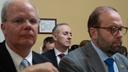 PA Republican Rep. Brian Fitzpatrick (center, rear) is framed by Rep. Brett Guthrie (left) and Rep. Jason Smith (right) at the Capitol in Washington, Tuesday, Dec. 16, 2025.