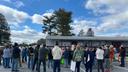 Roughly 100 people gathered at Upper Bern Township’s municipal building on Feb. 21 to protest a planned ICE detention center.