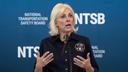 Jennifer Homendy, the NTSB chair, speaks during a press conference, Tuesday, March 24, 2026, at LaGuardia Airport in New York.