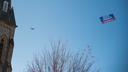 A VotesPA.com banner is flown behind a plane over downtown Erie on Election Day 2022. A VotesPA.com banner is flown behind a plane over downtown Erie on Election Day 2022.