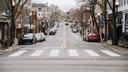 The view of Allen Street from College Avenue, in downtown State College, Pennsylvania. The view of Allen Street from College Avenue, in downtown State College, Pennsylvania.