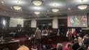 A commenter speaks about misprinted pollbooks at a meeting of the Chester County Board of Elections on Feb. 3, 2026.