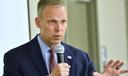 US Rep. Scott Perry speaks during a 2024 campaign event in front of employees at an insurance marketing firm.