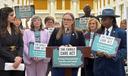 State Rep. Jen O'Mara speaks at a March event on paid family leave legislation.
