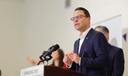 Gov. Josh Shapiro speaks at a news conference, highlighting child care recruitment and retention bonuses that were passed as part of the 2025-26 state budget.