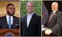 The 2026 primary candidates for lieutenant governor. From left, Democrat Austin Davis, Republican Jason Richey, and Republican John Ventre.