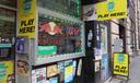 A convenience store in Downtown Pittsburgh prominently advertises that Pennsylvania Lottery tickets are available there, on Monday, March 3, 2025.