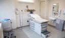 A patient room at a health care facility