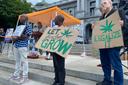 Supporters of legalizing cannabis for adult-use rally outside the state Capitol in Harrisburg on June 27, 2023