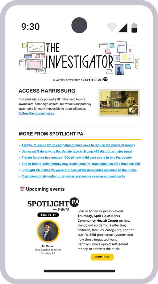 Screenshot of the newsletter on a mobile device