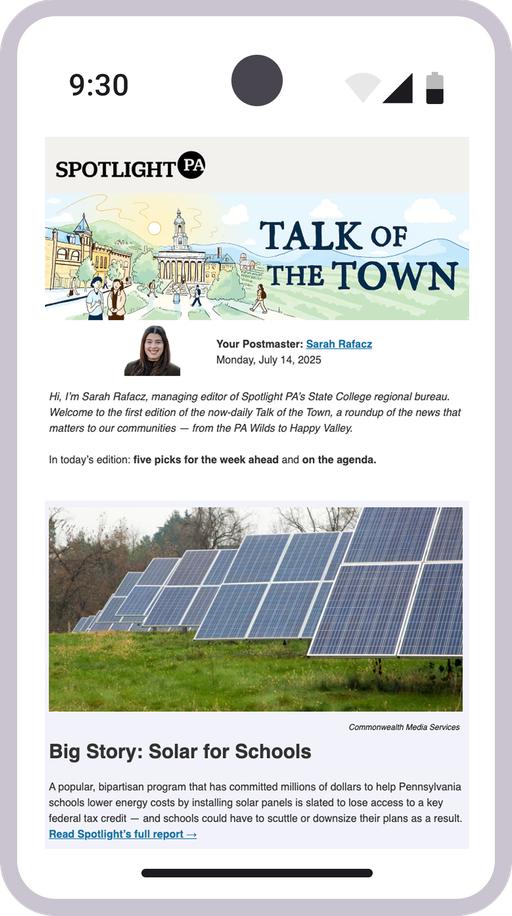 Screenshot of the newsletter on a mobile device