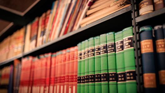 Library books arranged on a shelf