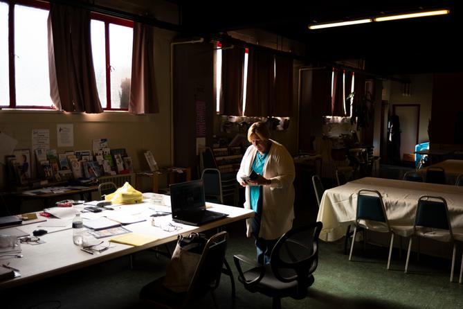 Kim Botteicher works in the basement of a Bolivar church. She provides syringe services as part of her charitable work. Kim Botteicher works in the basement of a Bolivar church. She provides syringe services as part of her charitable work.