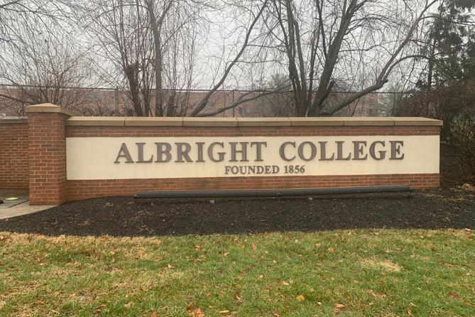 An exterior sign for Albirght College An exterior sign for Albirght College