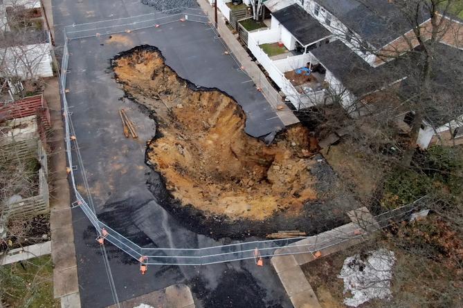 A sinkhole on Amblewood Way in Patton Township. A sinkhole on Amblewood Way in Patton Township.