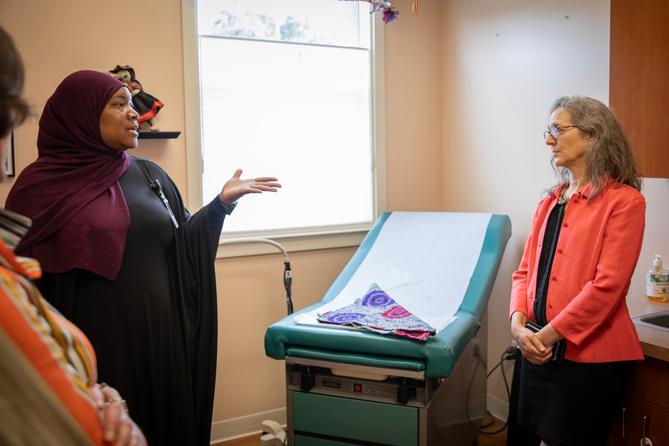 Acting Health Secretary Debra Bogen (right) toured Lifecycle WomanCare in Bryn Mawr to meet with reps from PA's stand-alone birthing centers. Acting Health Secretary Debra Bogen (right) toured Lifecycle WomanCare in Bryn Mawr to meet with reps from PA's stand-alone birthing centers.
