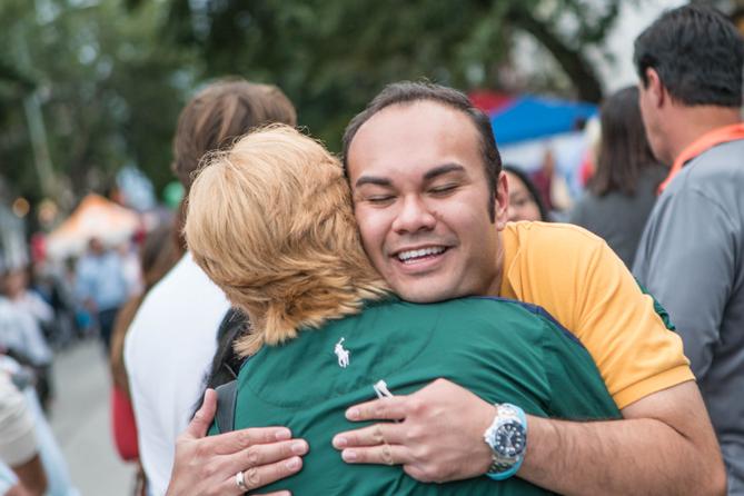 Phoenixville Mayor Peter Urscheler hugs someone at an event. Phoenixville Mayor Peter Urscheler hugs someone at an event.
