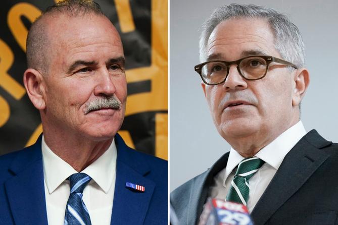 Patrick Dugan (left) and Philadelphia District Attorney Larry Krasner. Patrick Dugan (left) and Philadelphia District Attorney Larry Krasner.