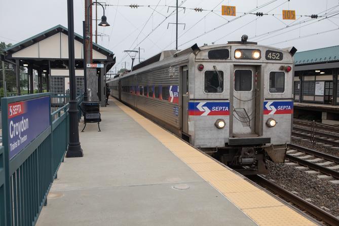 A SEPTA train at the Croydon Station. A SEPTA train at the Croydon Station.