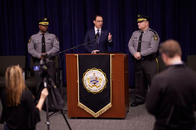 Pennsylvania Governor Josh Shapiro wants to create a steady funding stream for Pennsylvania State Police. Pennsylvania Governor Josh Shapiro wants to create a steady funding stream for Pennsylvania State Police.