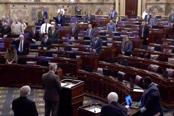 About 70 House members — including about 50 Republicans and 20 Democrats, with some sitting side-by-side — were on the floor to consider several bills. About 70 House members — including about 50 Republicans and 20 Democrats, with some sitting side-by-side — were on the floor to consider several bills.