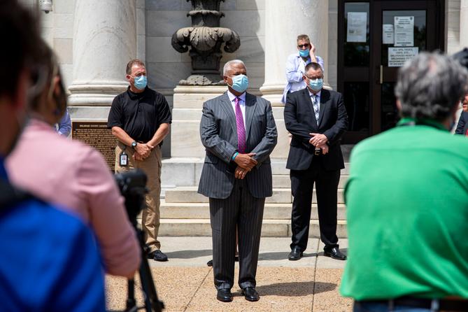 State Sen. Anthony Williams, seen here at the Delaware County Courthouse, said in a statement he is following recommended health guidelines. State Sen. Anthony Williams, seen here at the Delaware County Courthouse, said in a statement he is following recommended health guidelines.