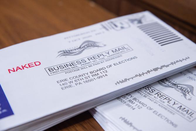 "Naked" ballots are stacked and sorted inside a secure facility within the Erie County Courthouse. "Naked" ballots are stacked and sorted inside a secure facility within the Erie County Courthouse.