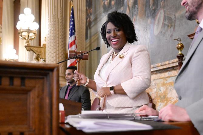 Joanna McClinton is the first woman and second Black person to serve as Pennsylvania House speaker. Joanna McClinton is the first woman and second Black person to serve as Pennsylvania House speaker.