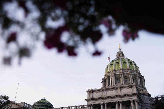 The exterior of the Pennsylvania Capitol in Harrisburg. The exterior of the Pennsylvania Capitol in Harrisburg.
