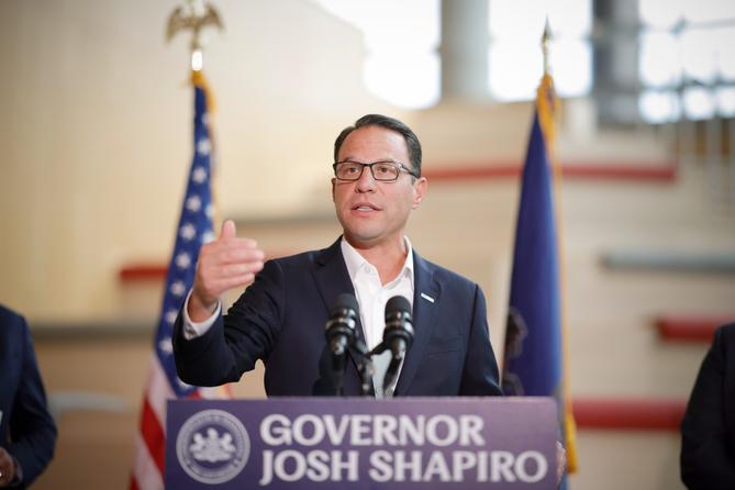 Gov. Josh Shapiro is seen in Pittsburgh, Pennsylvania. Gov. Josh Shapiro is seen in Pittsburgh, Pennsylvania.