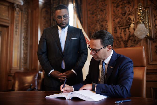 Gov. Josh Shapiro signs his first state budget spending plan into law in Aug. 2023. Gov. Josh Shapiro signs his first state budget spending plan into law in Aug. 2023.