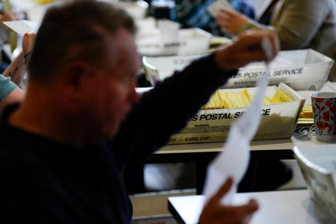 Workers sort mail ballots at Northampton County Courthouse in Easton, Pennsylvania on Nov. 7, 2023. Workers sort mail ballots at Northampton County Courthouse in Easton, Pennsylvania on Nov. 7, 2023.