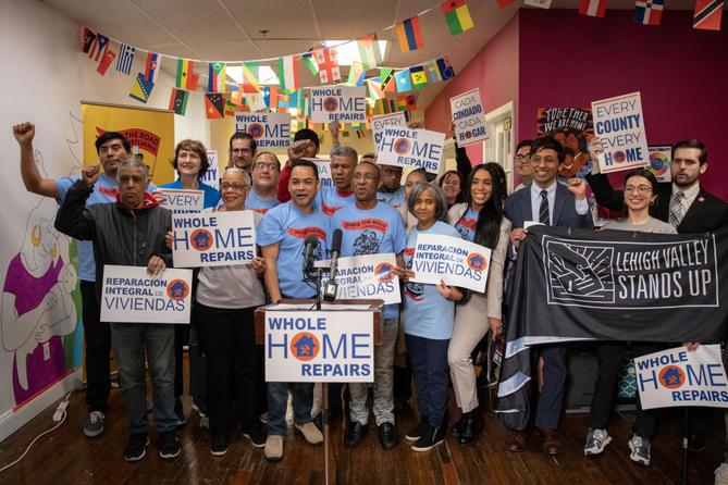 A rally in support of permanent funding for the Whole-Home Repairs Program in the Lehigh Valley on April 18, 2023. A rally in support of permanent funding for the Whole-Home Repairs Program in the Lehigh Valley on April 18, 2023.