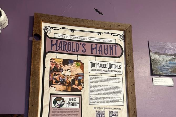 A plaque inside Harold’s Haunt is pictured. A plaque inside Harold’s Haunt is pictured.