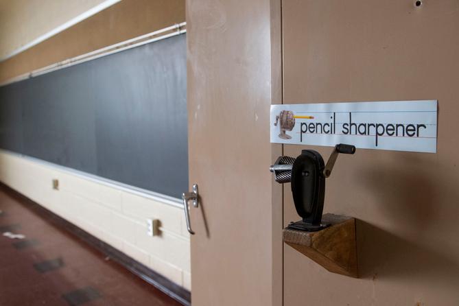 A classroom inside the former Longview Elementary School in Punxsutawney, Pa., on April 5, 2023. A classroom inside the former Longview Elementary School in Punxsutawney, Pa., on April 5, 2023.