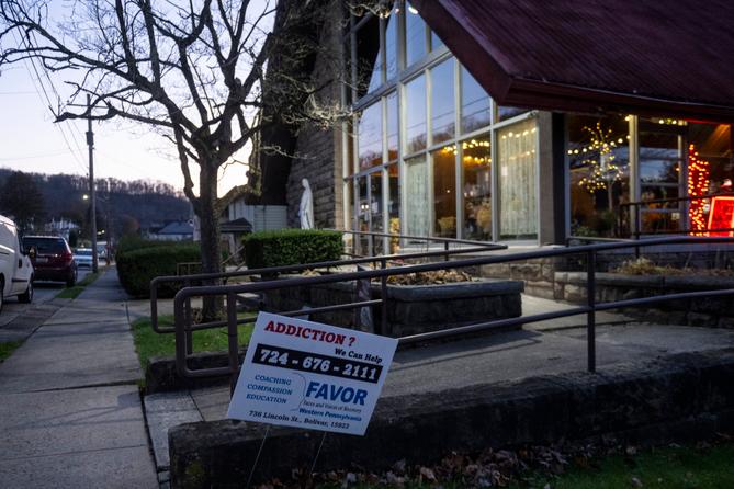 Outside the nonprofit FAVOR ~ Western PA, which serves people in addiction and recovery. Outside the nonprofit FAVOR ~ Western PA, which serves people in addiction and recovery.