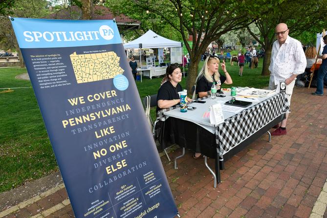 Sarah Rafacz and Michelle Mertz at the Spotlight PA State College booth at Centre Gives Fest in 2023. Sarah Rafacz and Michelle Mertz at the Spotlight PA State College booth at Centre Gives Fest in 2023.
