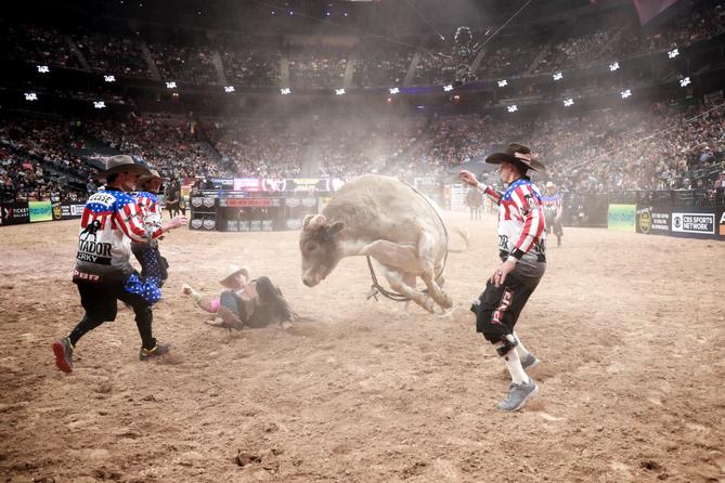 The 2017 Professional Bull Riders Built Ford Tough World Finals at T-Mobile Arena in Las Vegas, Nevada. The 2017 Professional Bull Riders Built Ford Tough World Finals at T-Mobile Arena in Las Vegas, Nevada.